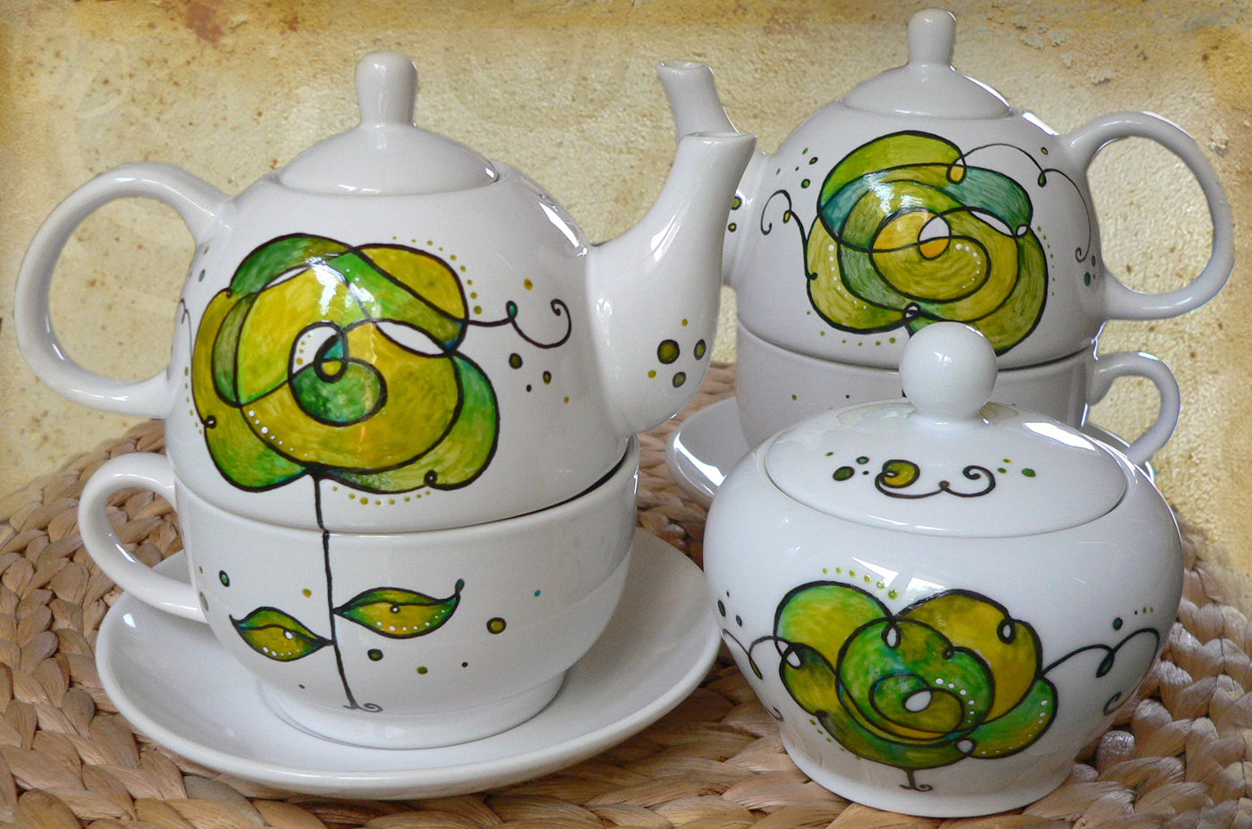 Regalos originales y artesanales para los amantes del té. Tea lovers. Te individual. Tea for me - Set de té individual en ceramica pintada a mano con pinturas especiales para ceramica. Lavable en lavavajillas. * En lucianatorre.com encuentras creaciones únicas en ceramica artesanal, regalos para mamá y ocasiones especiales como San Valentín y Navidad. - Tetera con taza incorporada formada por tres piezas decoradas a mano, perfecto para tus infusiones y tisanas. Lavable en lavavajillas. Mas información y modelos en lucianatorre.com/shop/