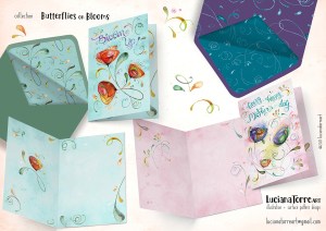 spring flower bouquet of red poppies and violet purple tulip on baby blue and pastel pink. floral bouquet designs in bright colours with organic hand lettering - trendy watercolour hand painted botanical illustrations and floral designs by Luciana Torre Art
