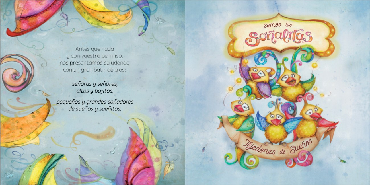 Ilustración de cuento educativo infantil en acuarela del libro “Los Tejedores de Sueños” sobre emociones en niños. Es un libro educativo versatil como material pedagogico en metodologia Montessori