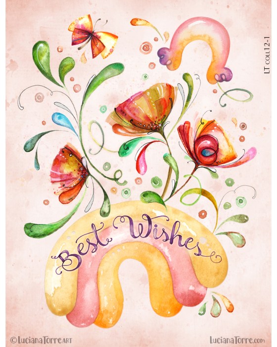 A whimsical watercolor world comes to life with pastel rainbows, vibrant flowers, and fluttering butterflies. Soft, dreamy hues and playful natural motifs make this design a perfect fit for joyful projects like greeting cards, stationery, or patterns. 