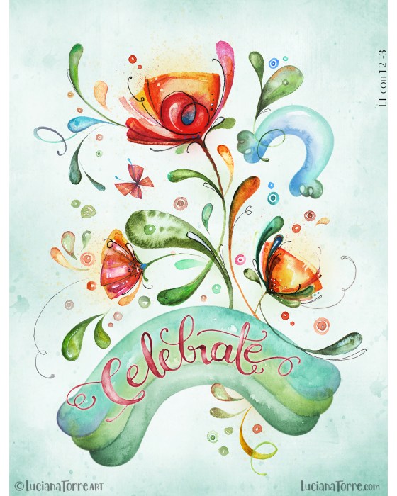 A fairy garden with summer flowers and a whimsical rainbow, crowned by a delicate butterfly. This modern botanical design with playful "Party" hand-drawn lettering, is perfect for greeting cards, gift bags, stationery, and gift products. 