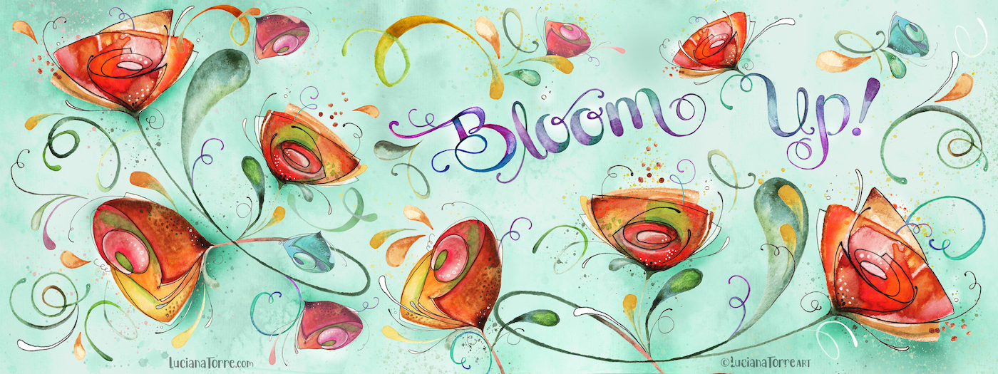 vibrant red poppies and pink orange bunch of flowers in dynamic floral wreath hand painted by Luciana Torre Art - fresh botanical design in playful and juvenile style
I’m Luciana Torre, a fine artist & illustrator, freelance graphic designer & surface pattern designer with the passion for hand drawn lettering. I’m a commercial artist specialized in watercolor floral illustrations and hand painted botanical designs with gorgeous butterflies. I create joyful art for products available in two ways: by licensing my ready-made designs and creating custom artwork, prints & surface pattern designs. Luciana Torre Art creates unique floral designs and watercolor botanical illustrations for stationery and paper products, as well as floral textiles