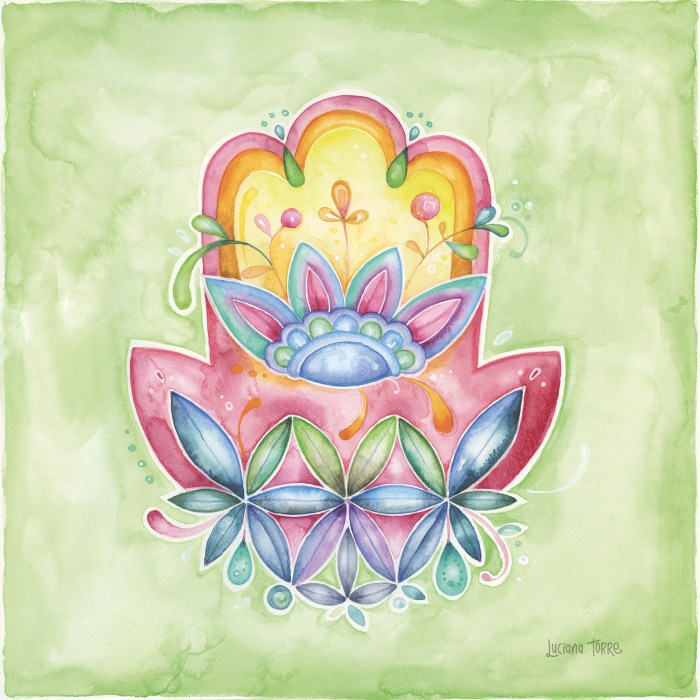 mandala design in gypsy style with flower of life hand painted in watercolours in pastel rainbow colours. modern boho design of sacred geometry art by lettering artist Luciana Torre Art ideal for home decor and wall art.