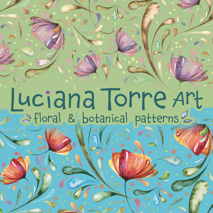 Luciana Guadalupe Torre is a freelance illustrator, graphic designer, and surface pattern designer based in Lucca, Italy, who specializes in floral and botanical patterns. As a commercial artist, she creates joyful and flowery art for products, floral patterns for textiles and stationery designs. She mastering the niche of watercolor floral illustration and hand-painted botanical designs