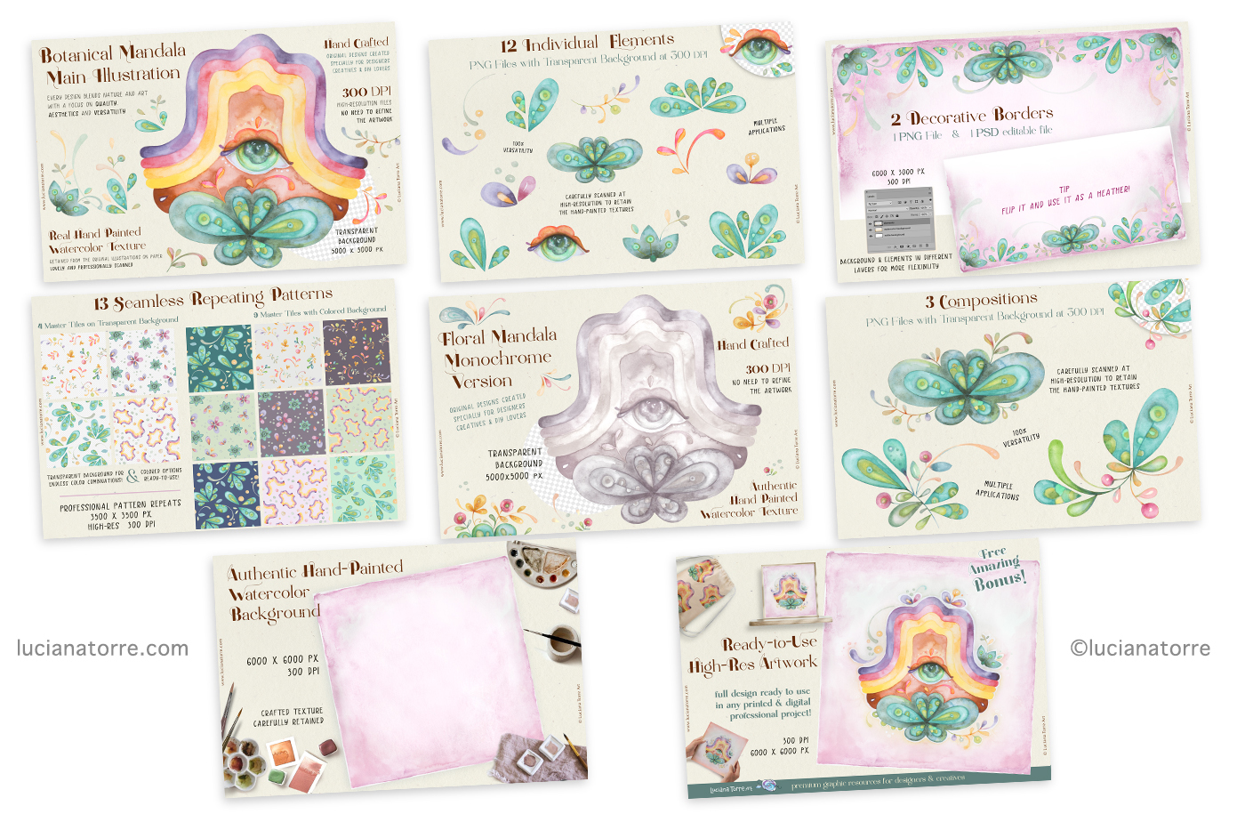 DIY Beauty Salon Branding Kit with boho Flowers for Beauty Studios brand identity, Estheticians logo and makeup artists flyers template