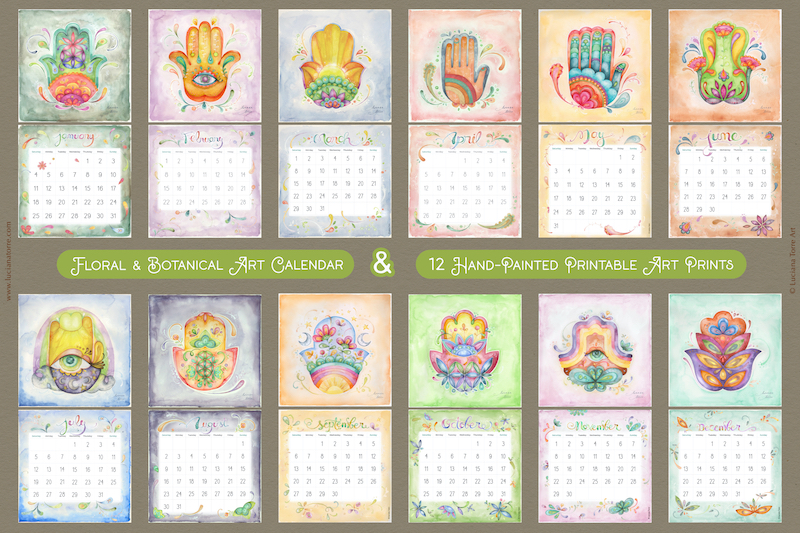 2026 Calendar Printable. 12 Botanicals Florals Prints. Digital Planner. Wall Art Decor Gift