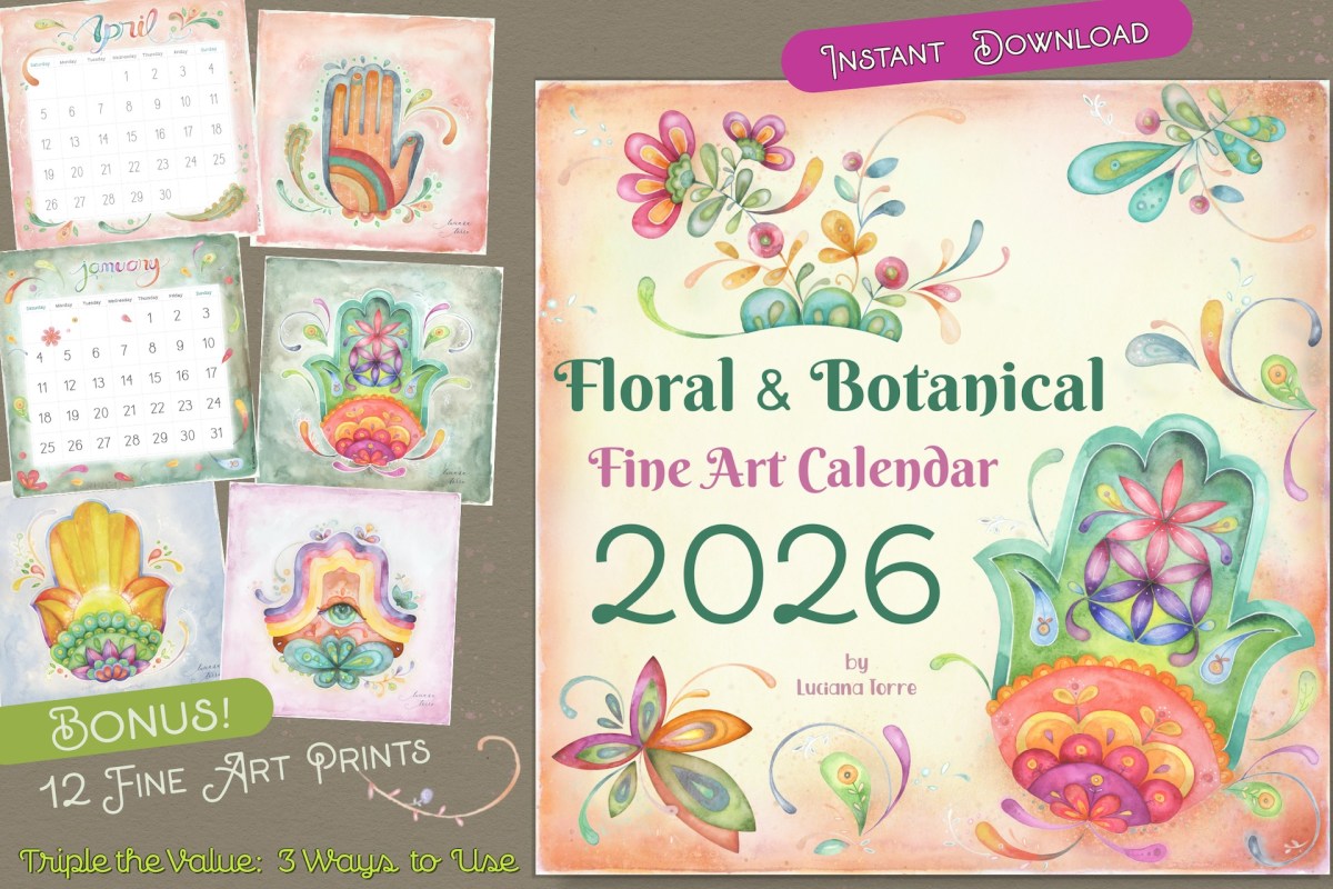 Floral & Botanical Calendar 2026 + BONUS 12 Watercolor Fine Art&nbsp;Printables