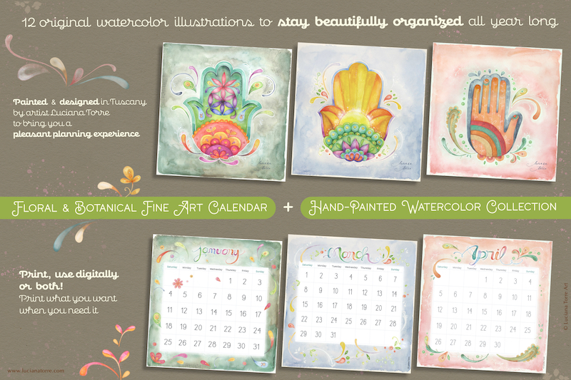 2026 Calendar Printable. 12 Botanicals Florals Prints. Digital Planner. Wall Art Decor Gift for mom