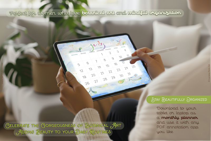 2026 Calendar Printable. 12 Botanicals Florals Prints. Digital Planner. Art Prints for wall art