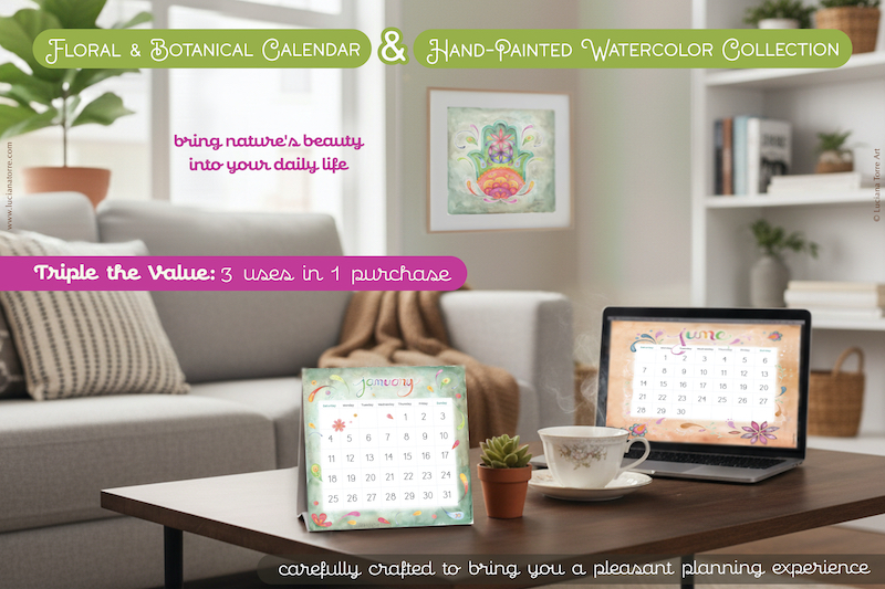 2026 Calendar Printable. 12 Botanicals Florals Prints. Digital Planner. Wall Art new home Decor Gift